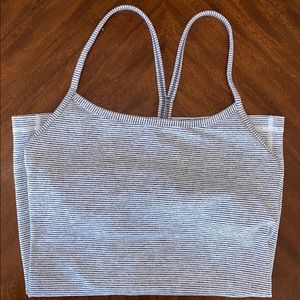 Lululemon power y tank gray&white stripe size 6